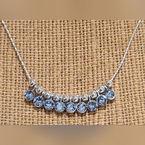 I AM SILVER PLATED CRYSTALS BY SWAROVSKI DANGLE BLUE ADJUSTABLE NECKLACE